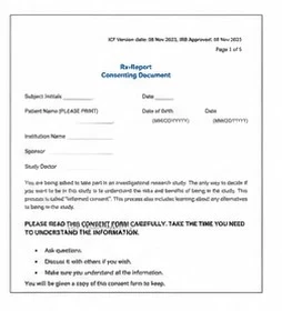 Le formulaire de consentement du Rx Report
